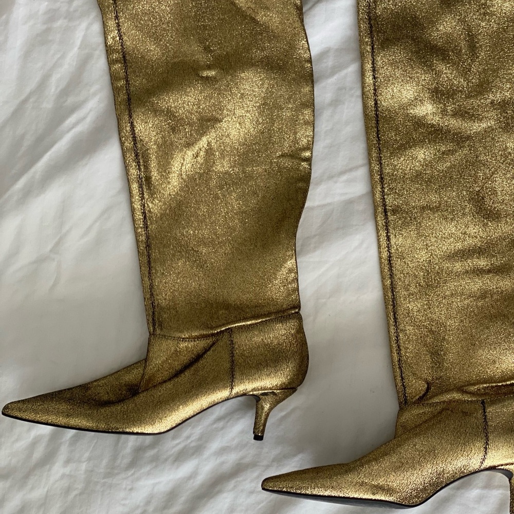 Zara Gold below the Knee Boots